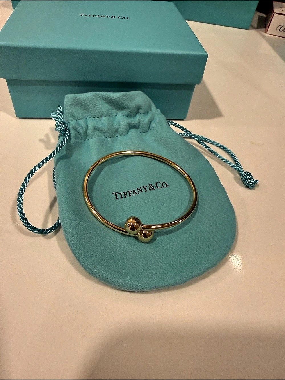 Tiffany & co. hardwear ball bypass bracelet in 18k gold. Size small.